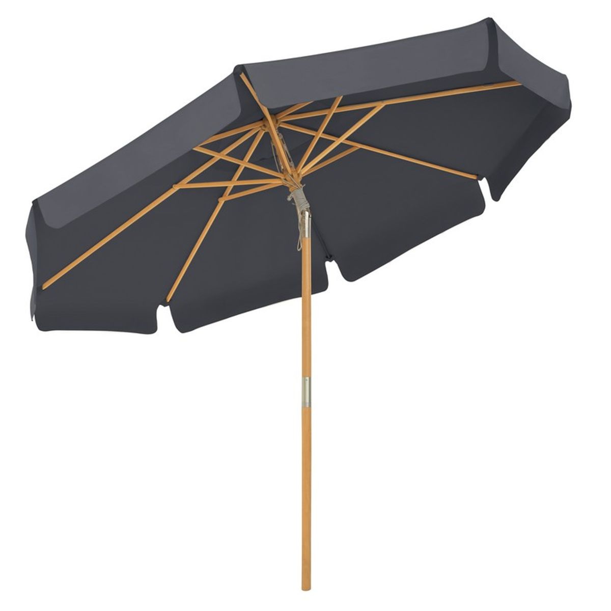 Træparasol Ø 300 cm med tilt - rund Ø3 M haveparasol - grå - Haveparasoller > Træparasoller - parasoller i træ - Daily-Living