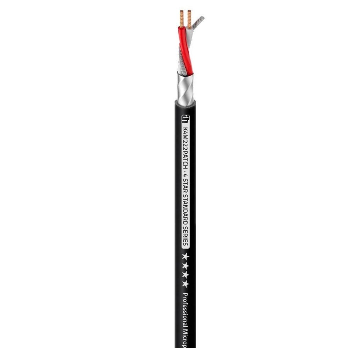 AH 4 STAR M 222 PATCH Mikrofon Kabel - 2 x 0,22mm2 / Ø3,7mm - Sort (Metermål)