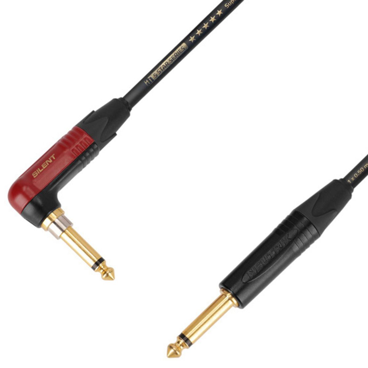 AH Instrument Kabel med Neutrik Jack 6,3mm Mono Han - Han Jack Vinkel Silent 6 meter