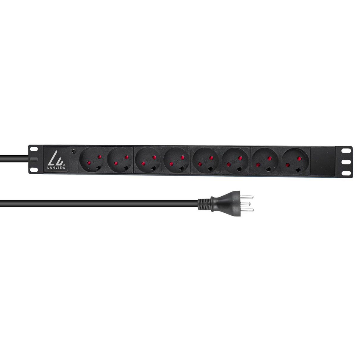 Lanview 19"/1unit Rack strømskinne 8xDK udtag