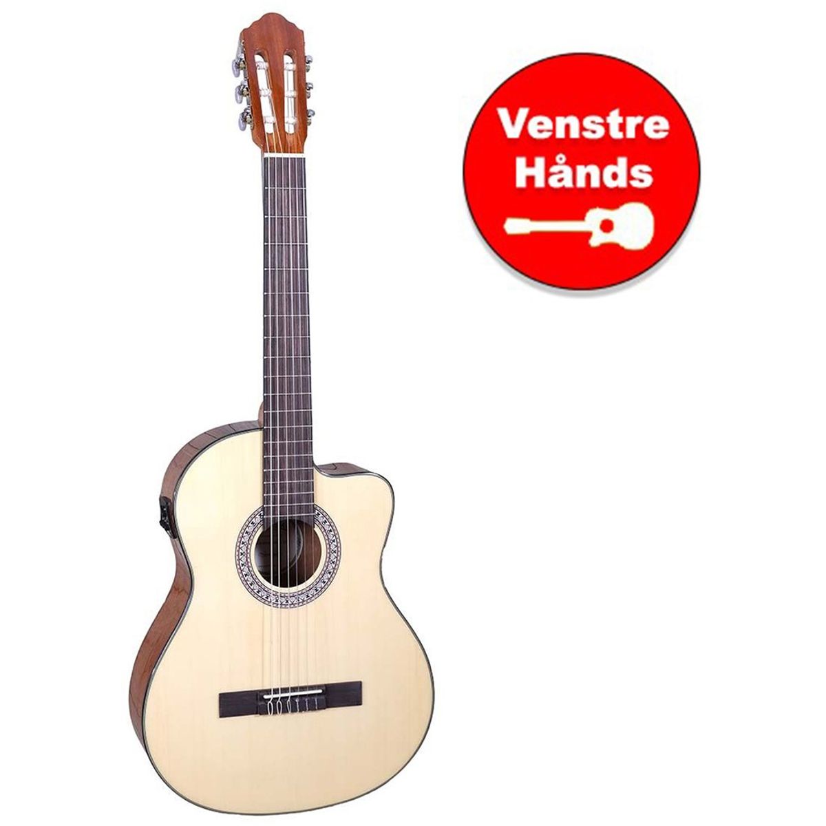 Santana B8 EQ CW v2 venstrehånds klassisk 4/4 guitar med pickup og tuner - Natur