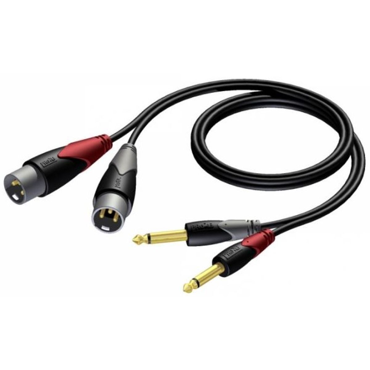 Procab CLA708 - 2xJack 6,3 Mono til 2xXLR 3Pol Han 1,5 meter