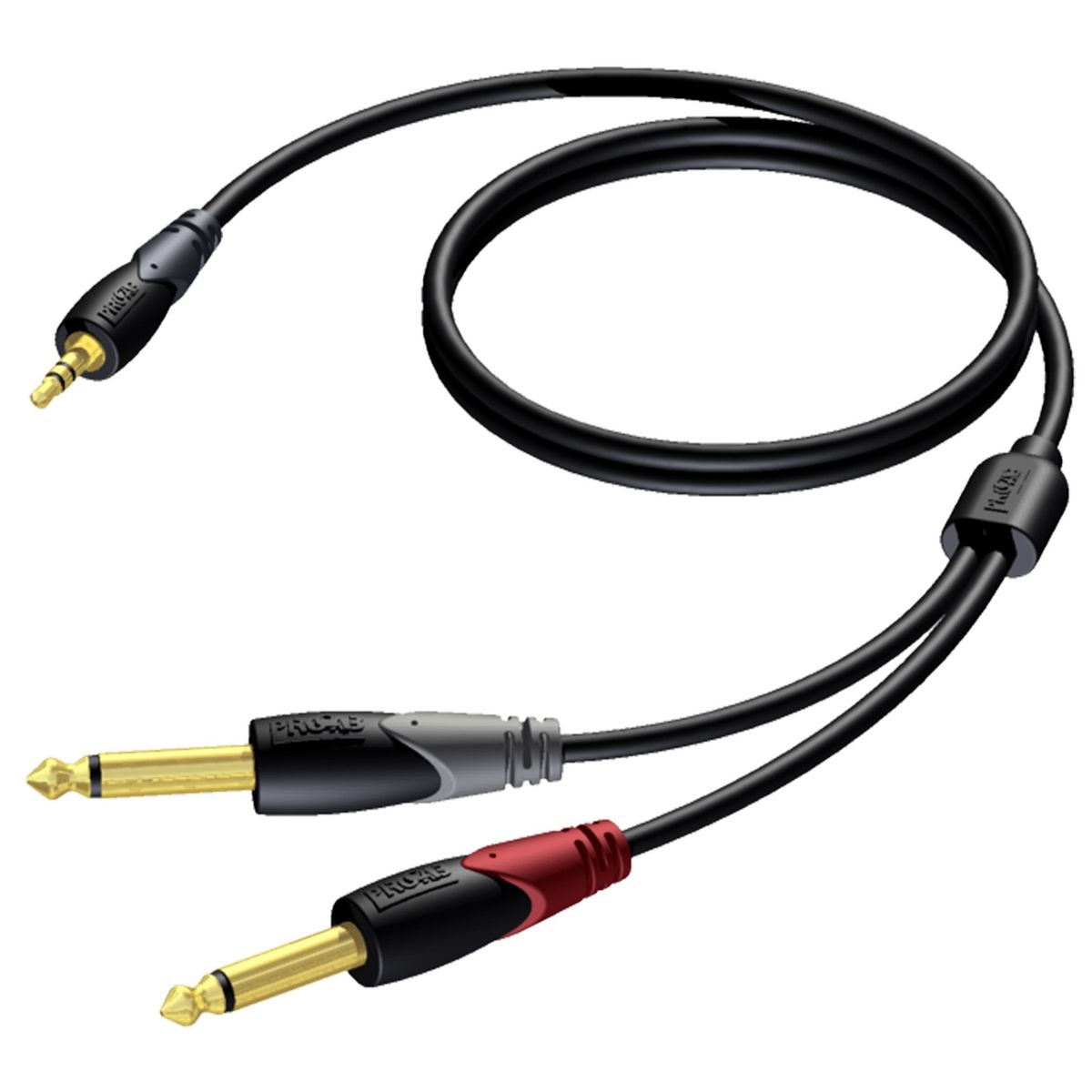 Procab CLA713 - Minijack 3,5mm Stereo Han til 2xJack 6,3mm Han 1,5 meter