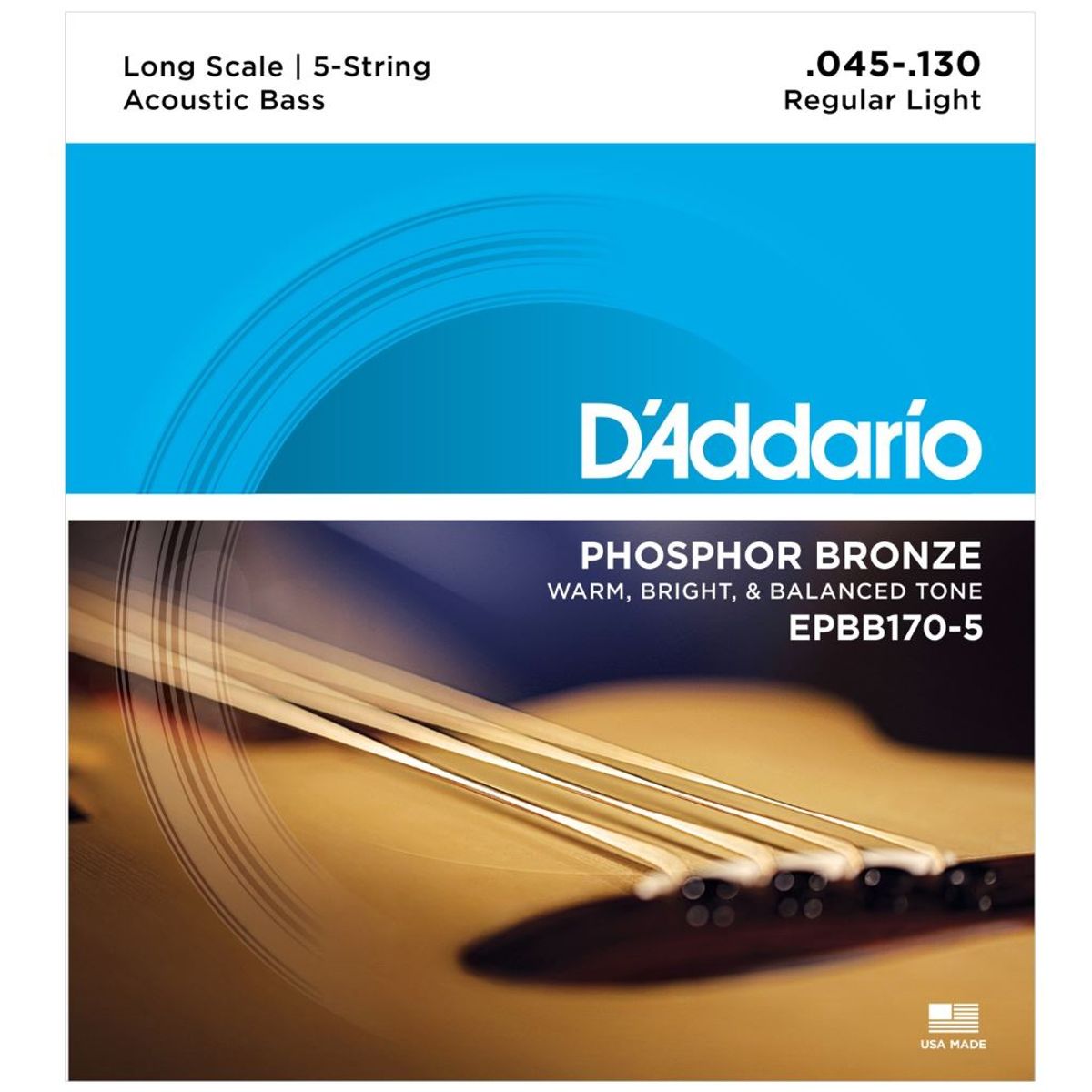 D'Addario EPBB170-5 Phosphor Bronze Akustiske Bas strengesæt 0.45 - 130