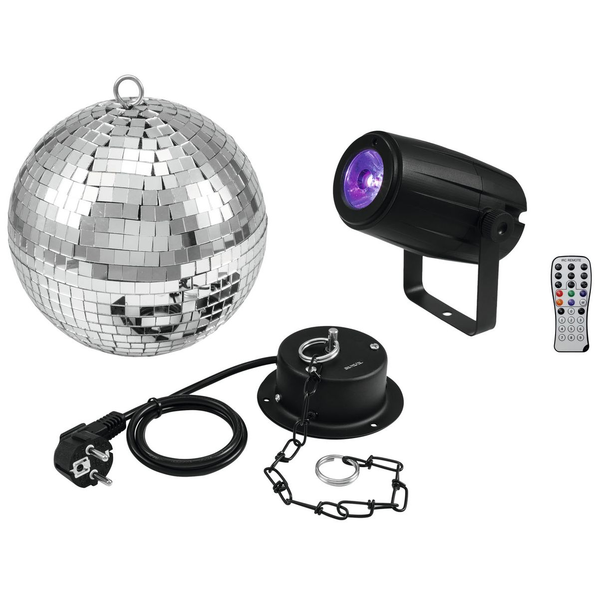 Eurolite Spejlkuglesæt 20cm inkl. Motor + 5W LED RGBW Spot