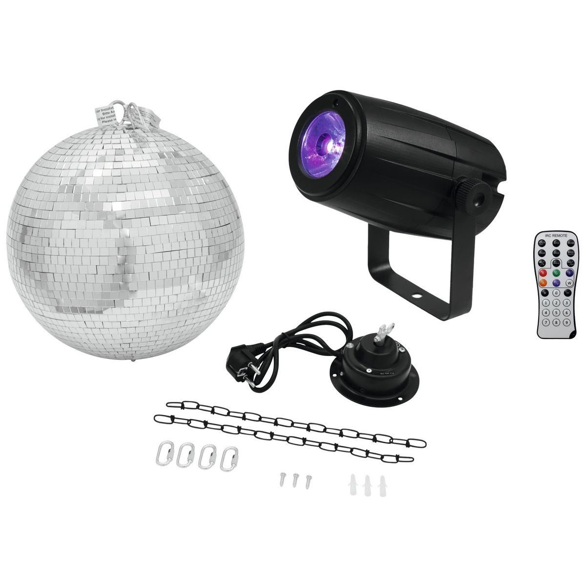 Eurolite Spejlkuglesæt 30cm inkl. Motor + 5W LED RGBW Spot