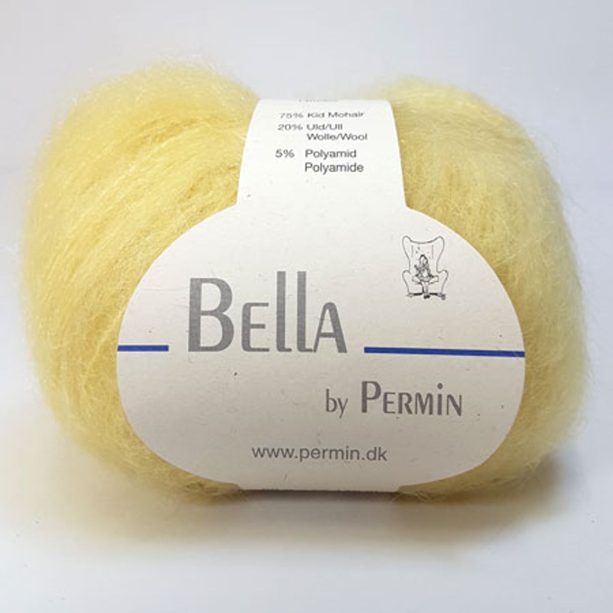 Bella Permin garn - Mohairgarn med uldgarn & polyamid - fv 883255 Pastel Gul