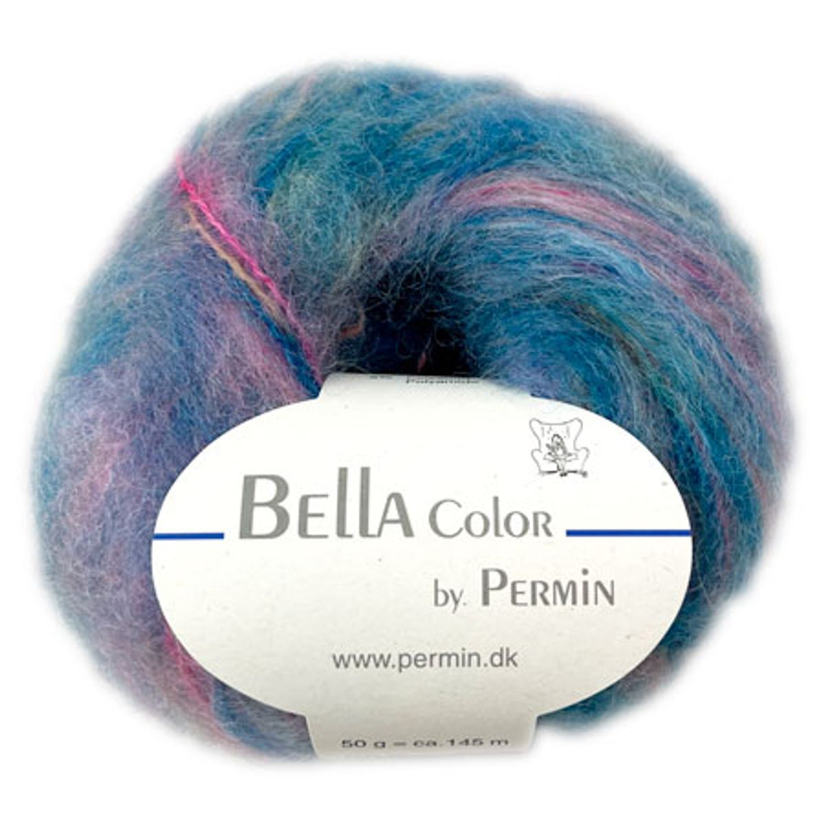 Bella Permin garn - Mohairgarn med uldgarn & polyamid - fv 883178 Turkis/Pink/Lilla