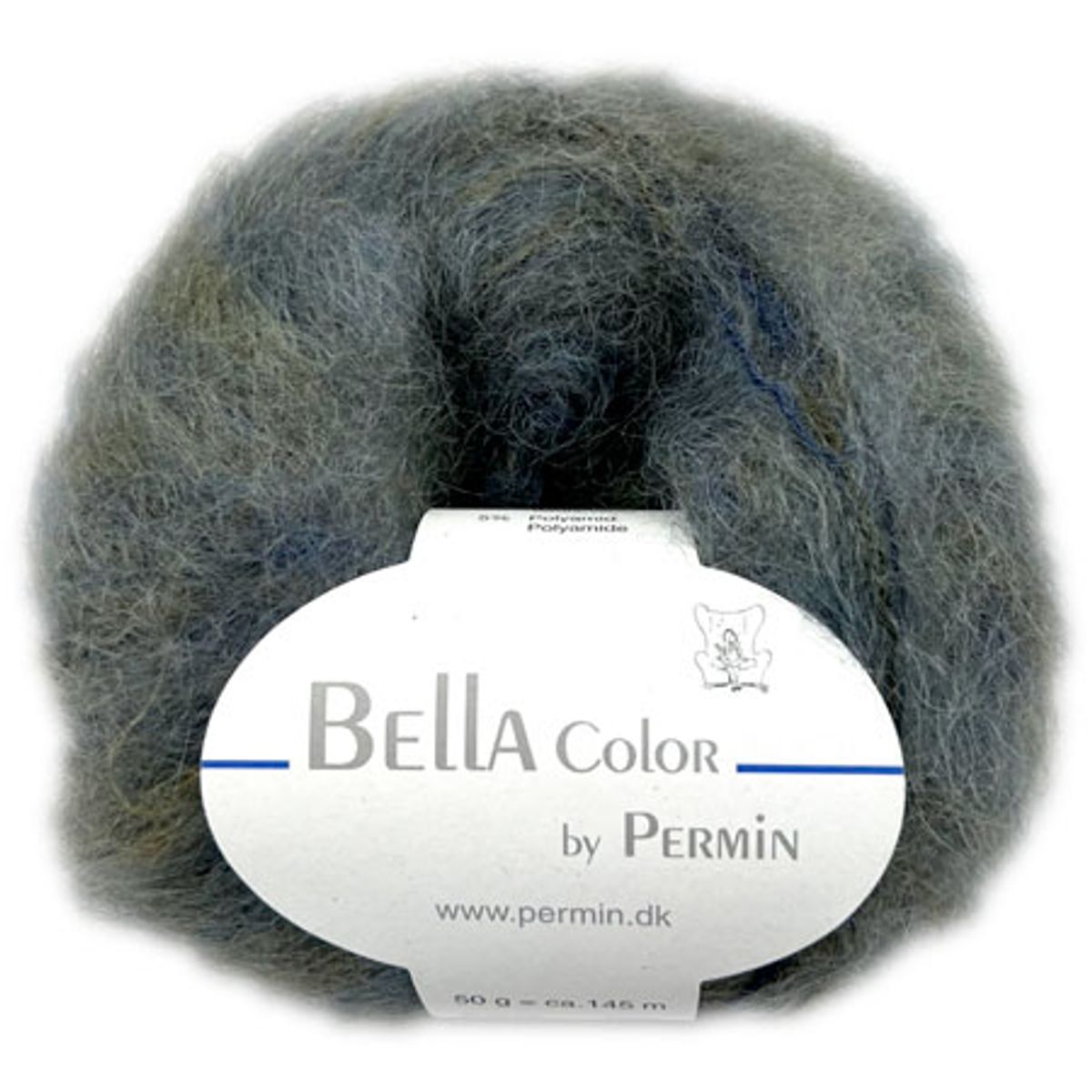 Bella Permin garn - Mohairgarn med uldgarn & polyamid - fv 883182 Army/ Jeans