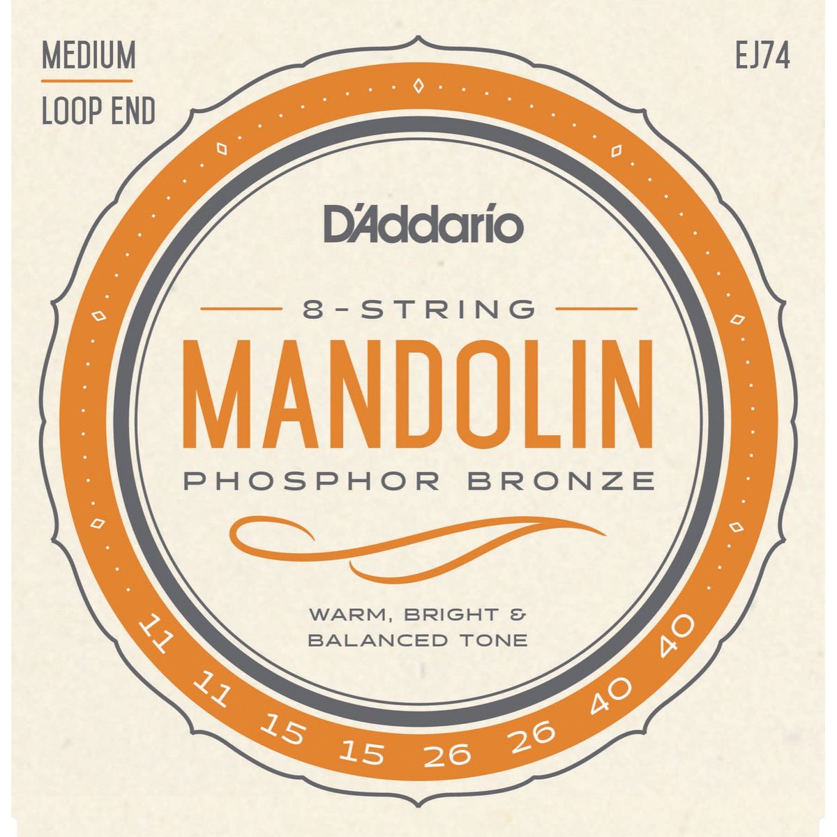 D'Addario Fretted EJ74 Mandolin Strenge