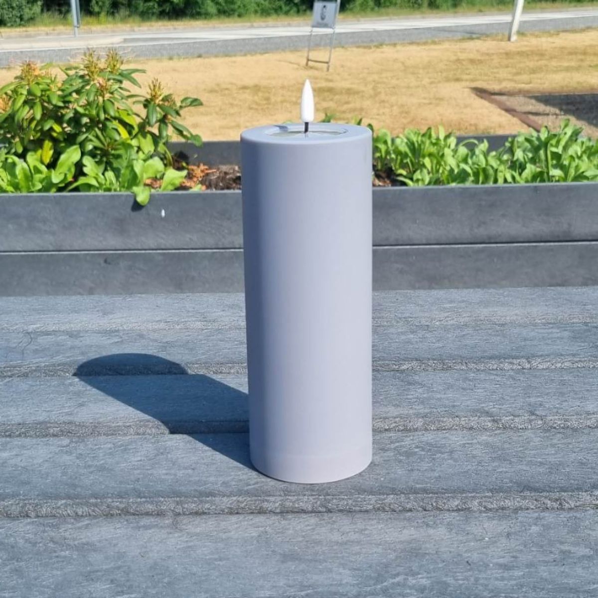 Deluxe Homeart Grå LED Bloklys 7,5x20 cm - Outdoor