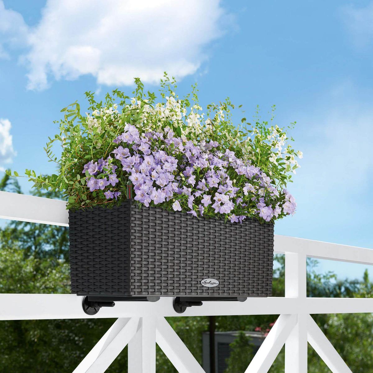 Lechuza Balconera Cottage udendørs krukke til blomster med selvvandingssystem Granit 50 x 19 x H19 cm