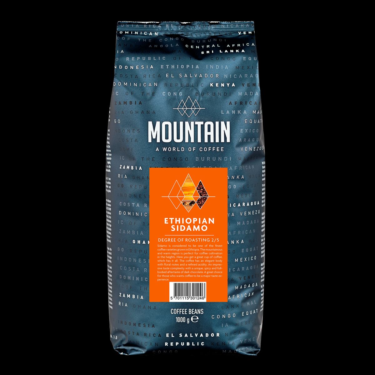 Mountain Etiopisk Sidamo Hele bønner 1 kg