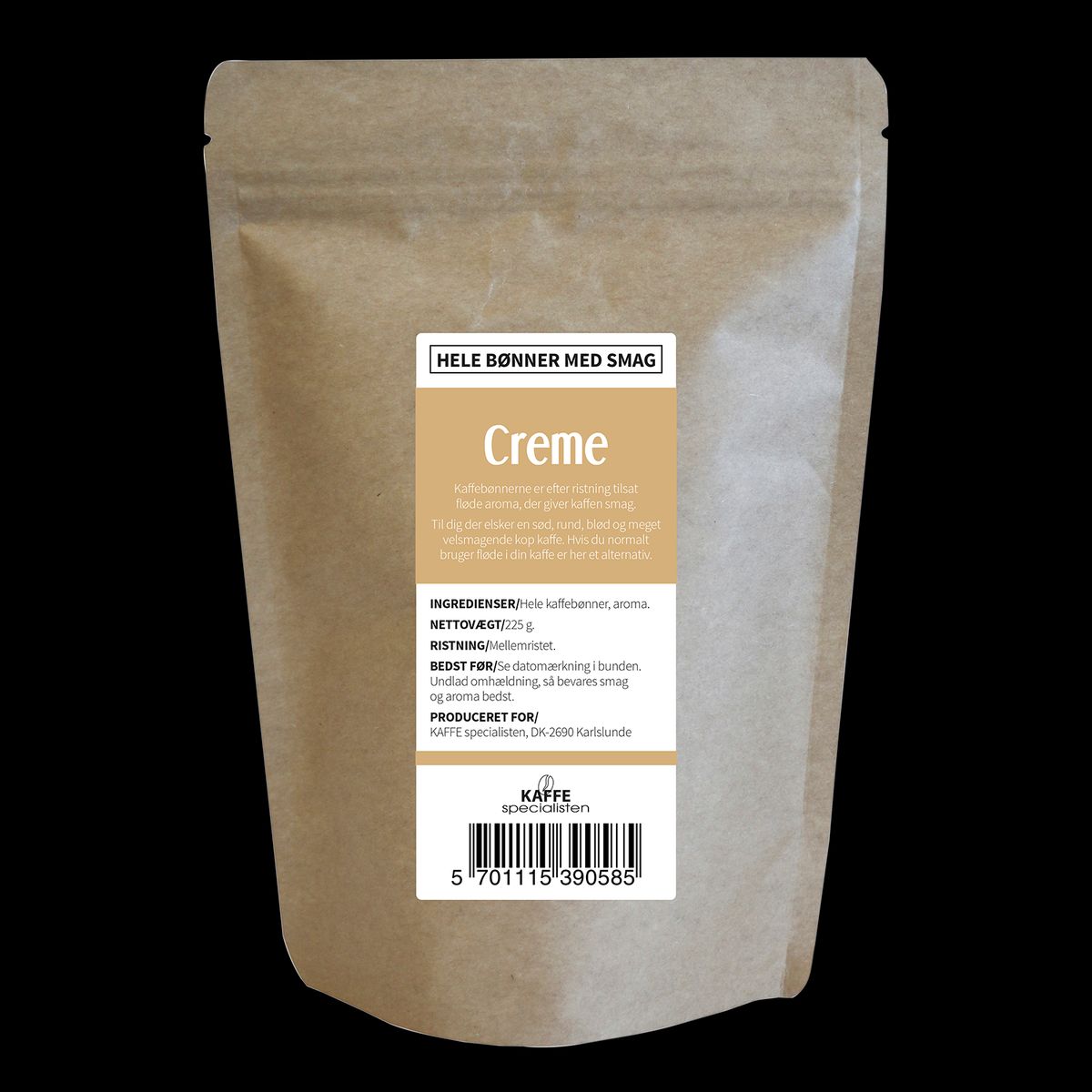 Kaffe Creme Hele bønner 225g