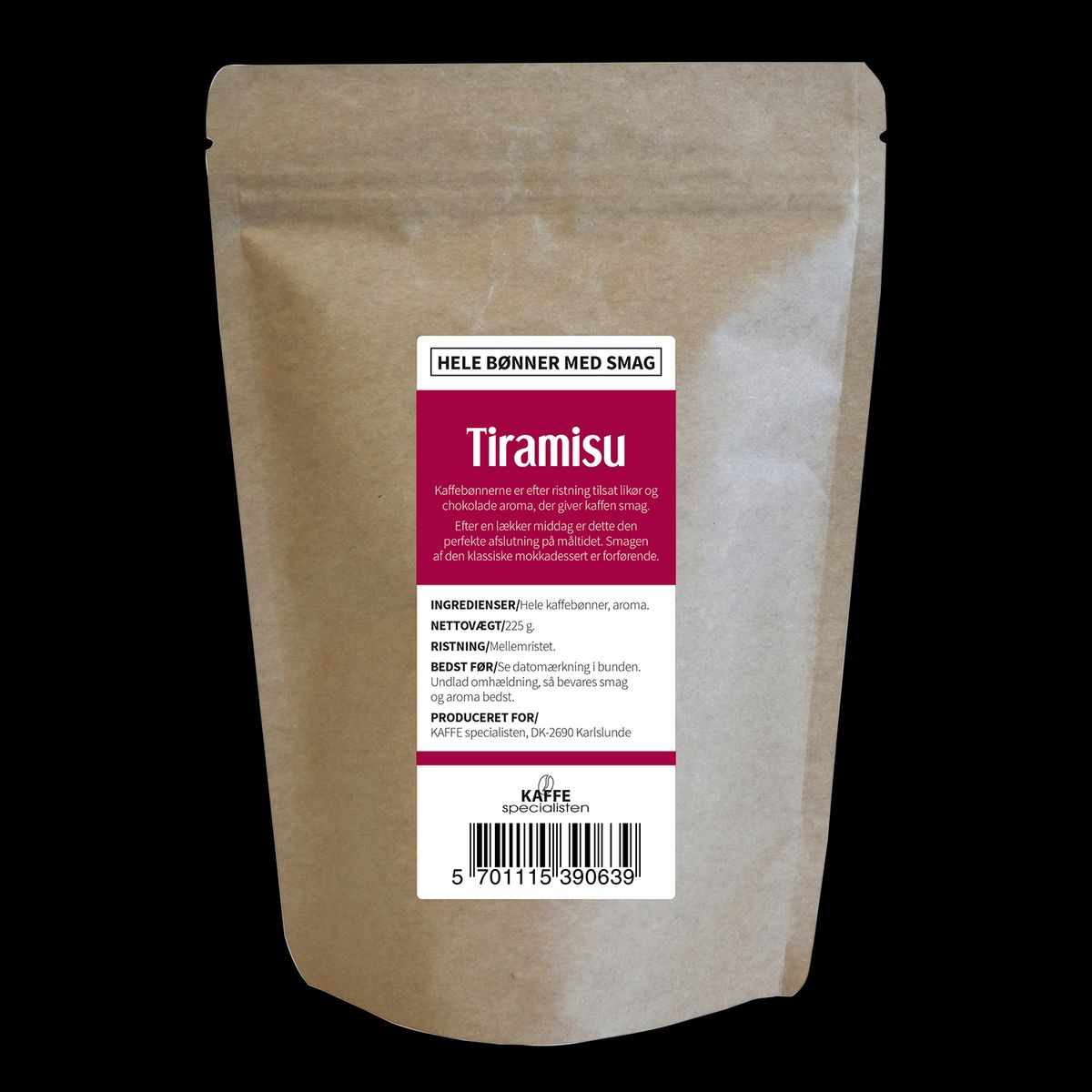 Kaffe Tiramisu Hele bønner 225g