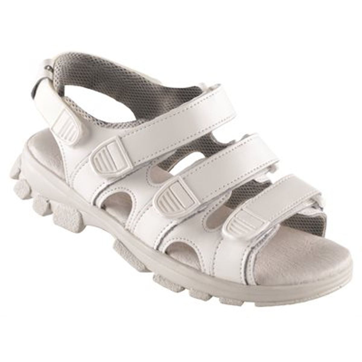 WALKI® TREK sandal med 3 velcro remme og anatomisk 9 mm skindbetrukket indersål, antistatisk, sort eller hvid Sort 35