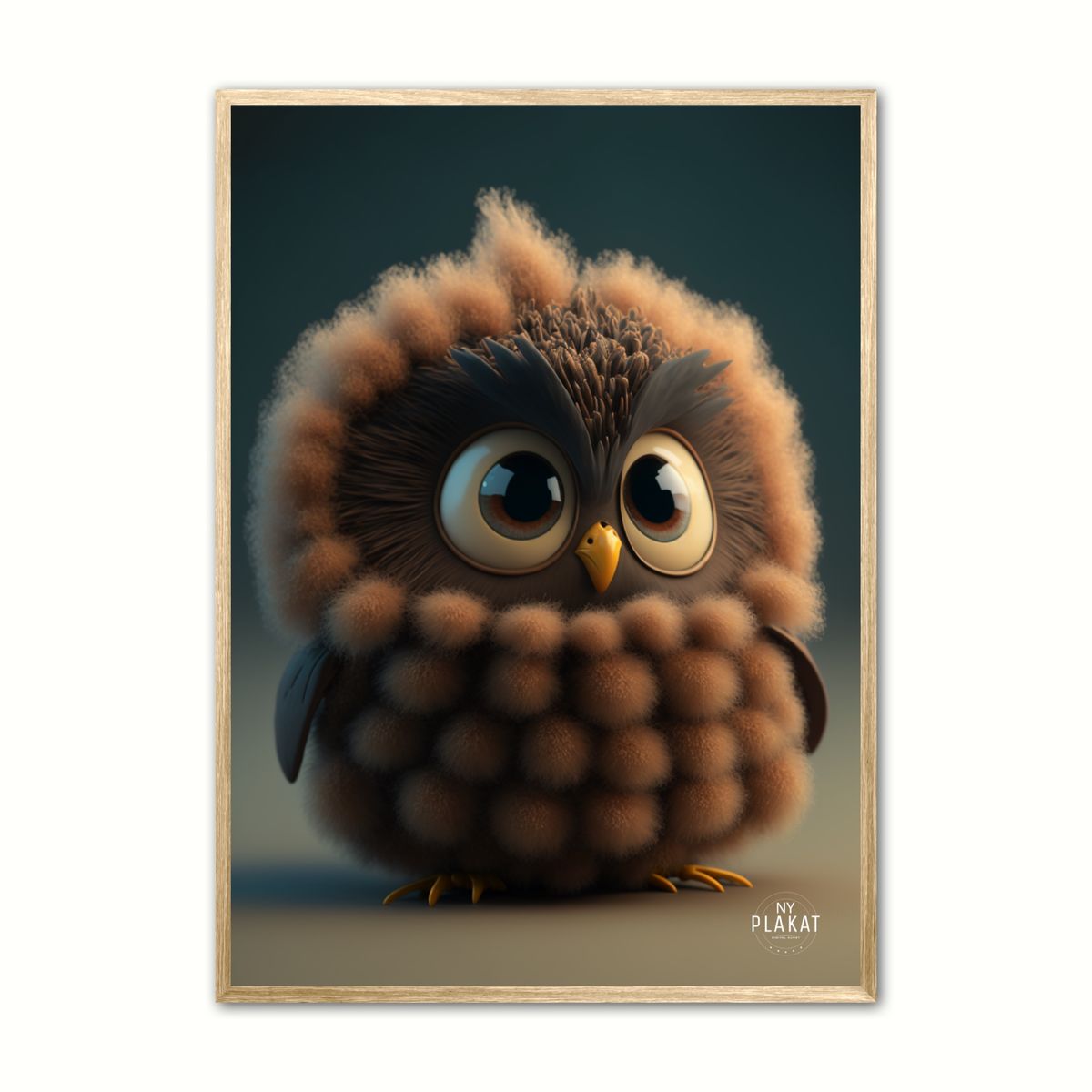 Plakat med Fluffy - Ugle 21 x 29,7 cm (A4)