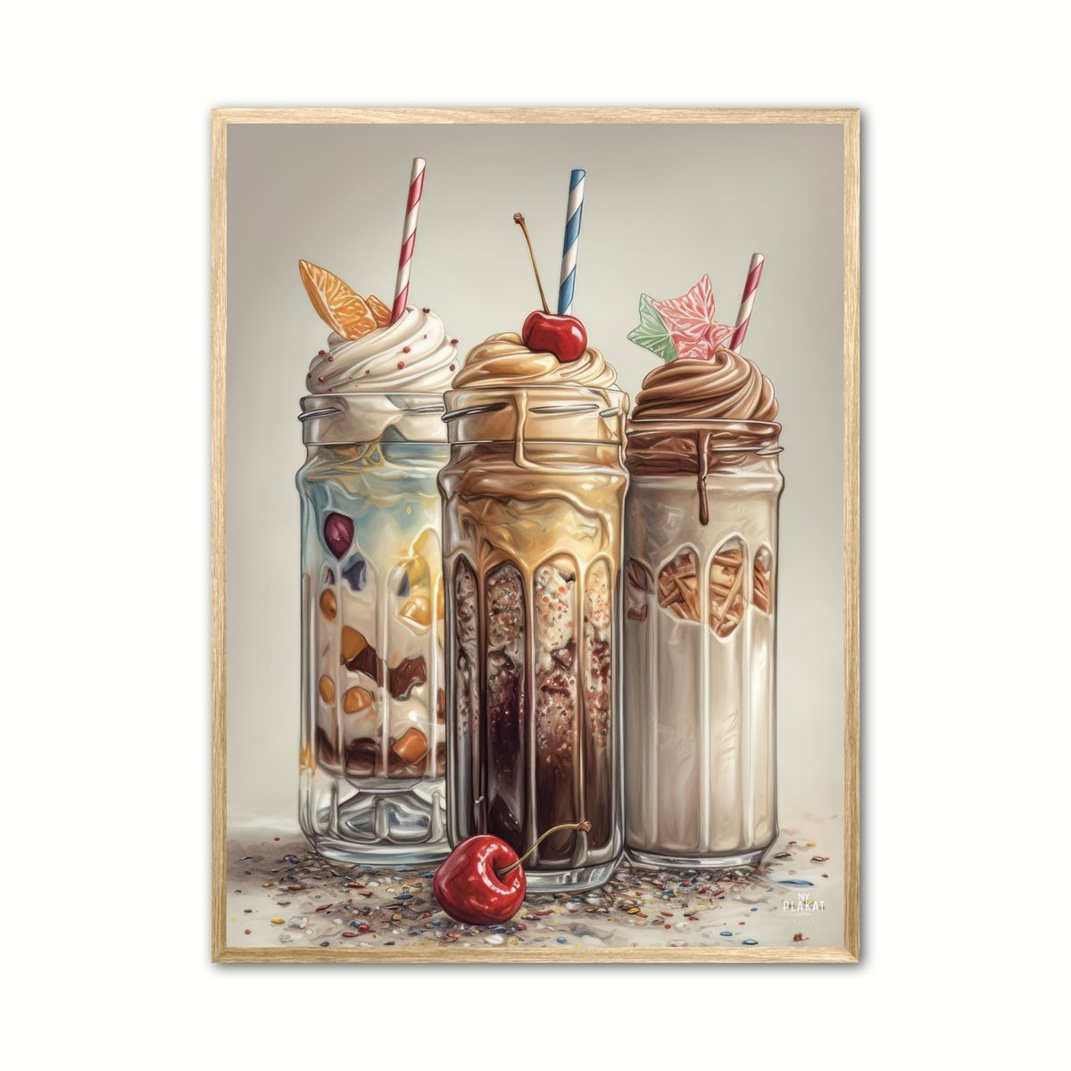 Plakat med Milkshakes Trippel - Plakat 50 x 70 cm (B2)