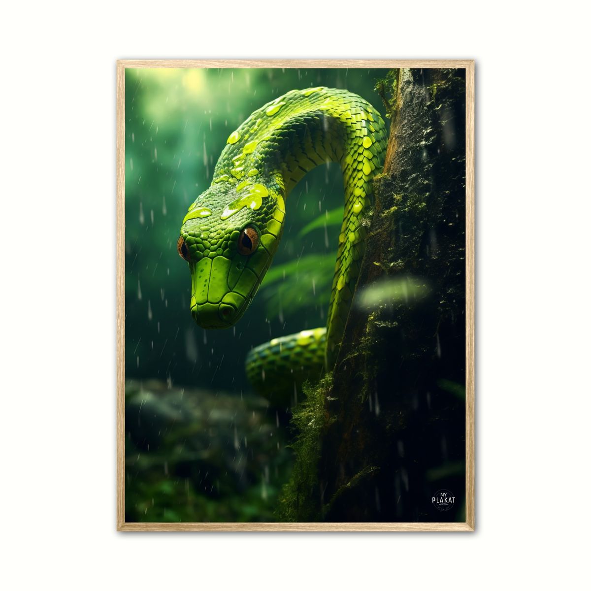 Plakat med Emerald Rain In The Jungle - Dyr 21 x 29,7 cm (A4)