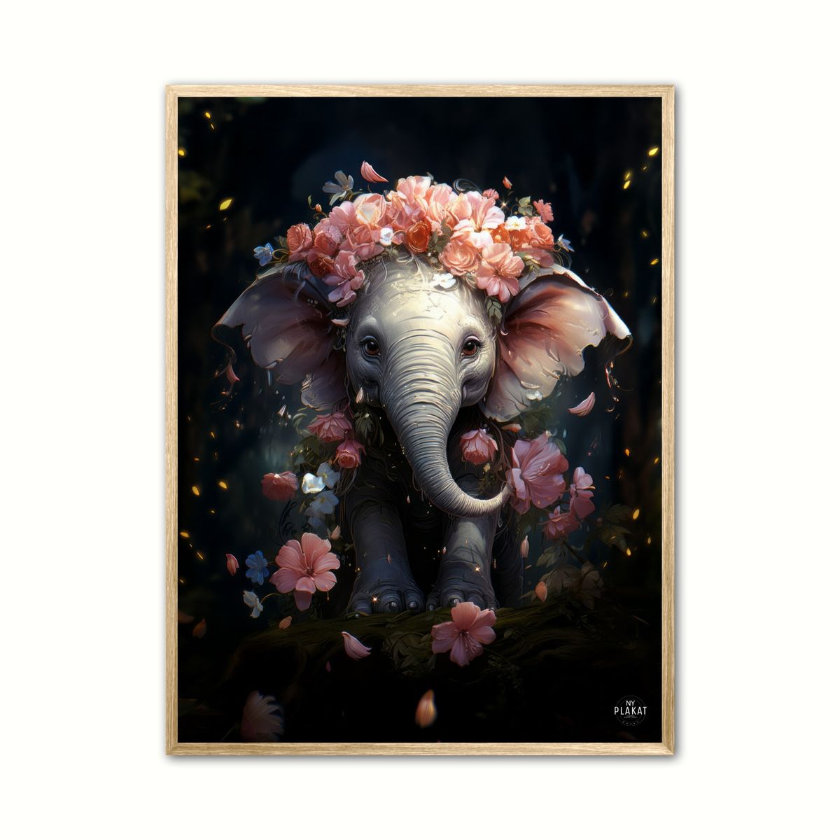 Plakat med Floral EleFantasia Plakat Zoom 2 - Dyr 50 x 70 cm (B2)