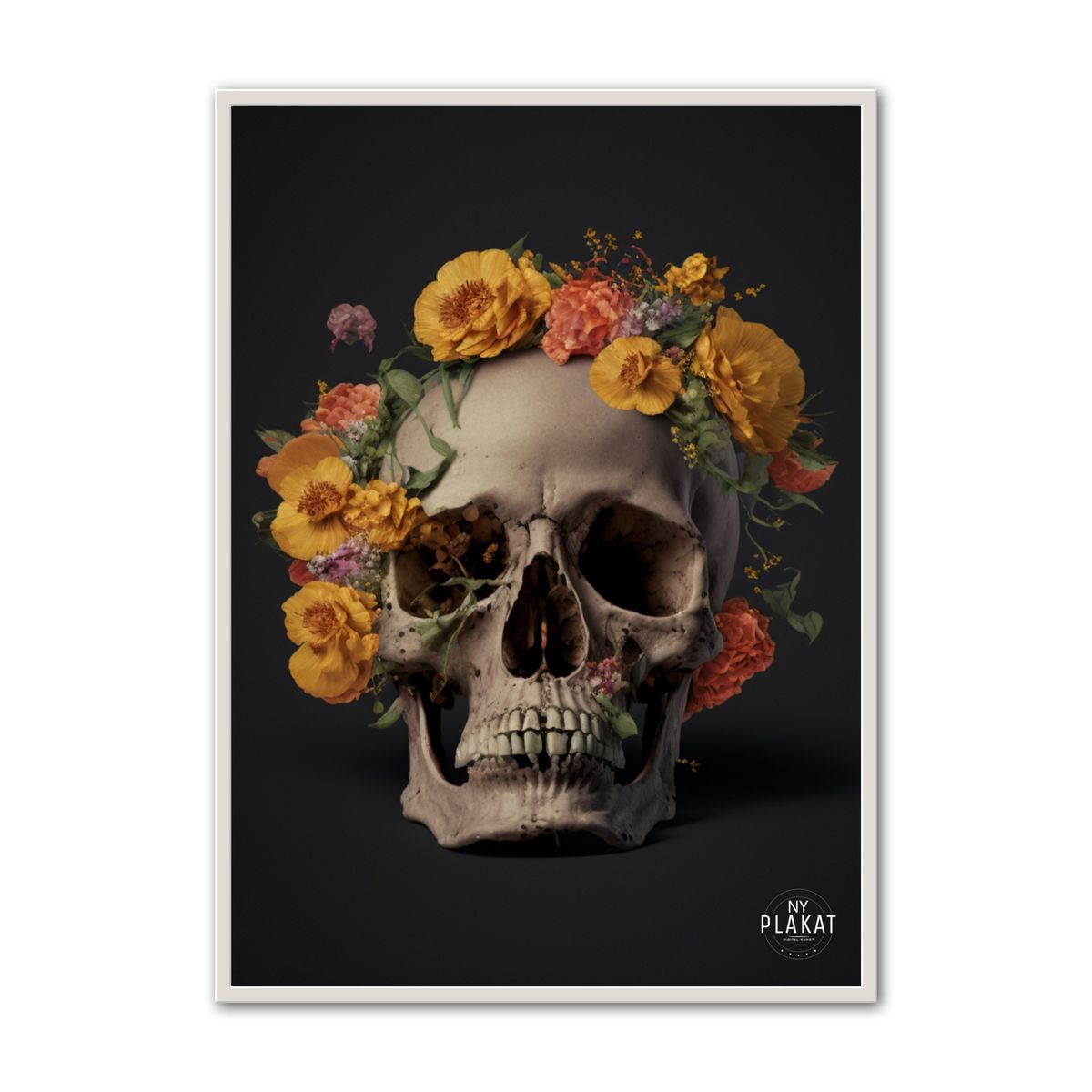 Plakat med Skull With Flowers No. 1 50 x 70 cm (B2)