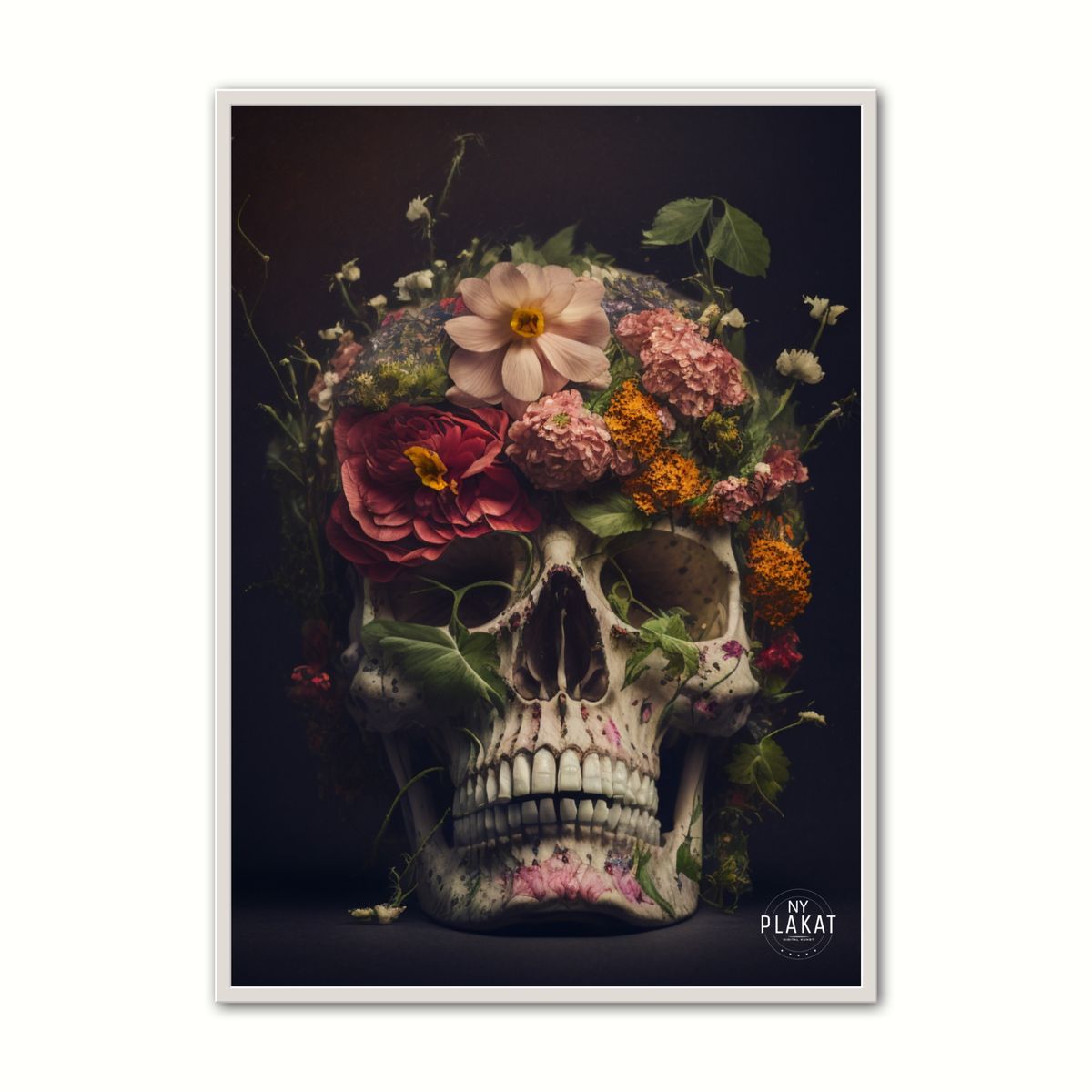 Plakat med Skull With Flowers No. 2 50 x 70 cm (B2)