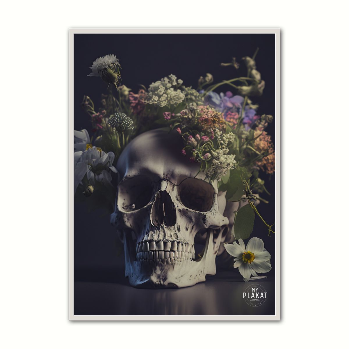 Plakat med Skull With Flowers No. 3 21 x 29,7 cm (A4)