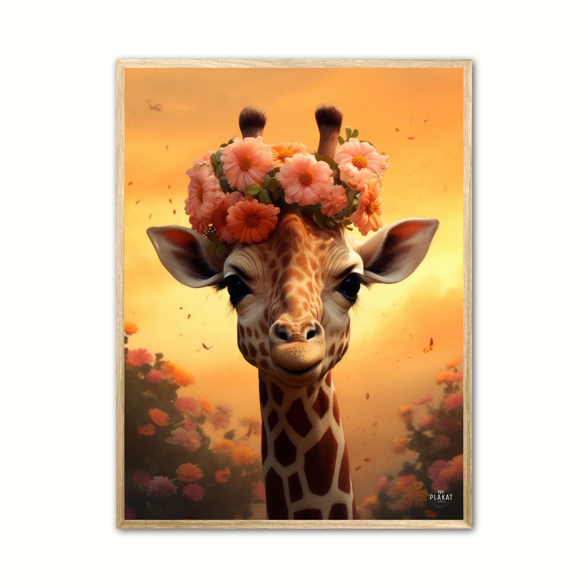 Plakat med Giraffens Blomstermagi - Giraf Plakat 9 50 x 70 cm (B2)