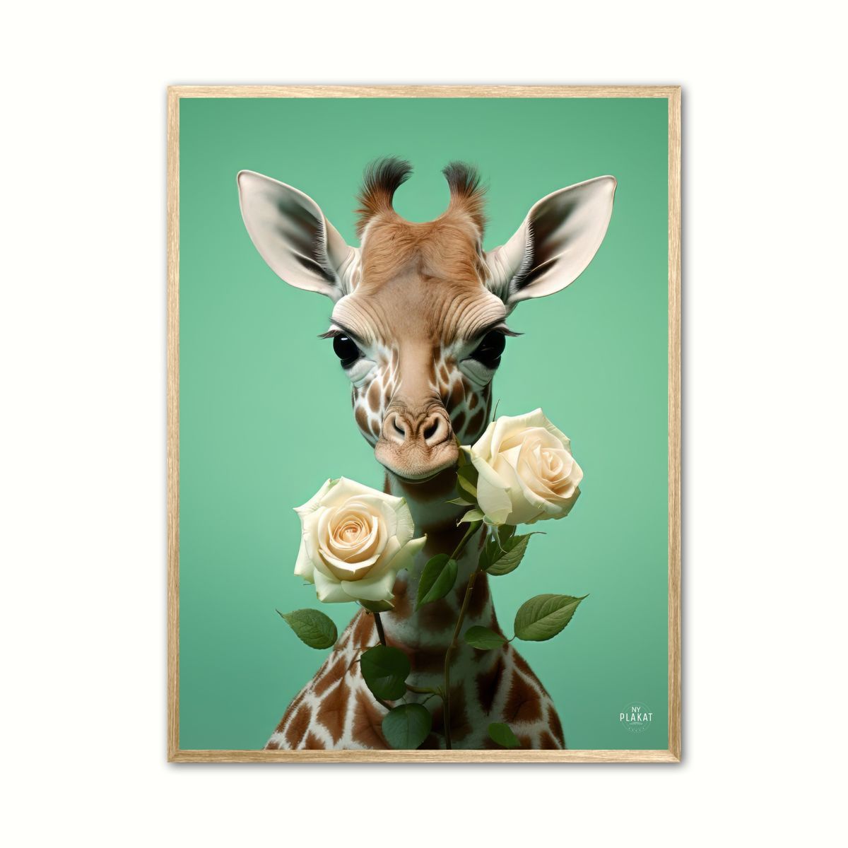 Plakat med Giraffens Blomsterdans - Giraf Plakat 18 30 x 40 cm