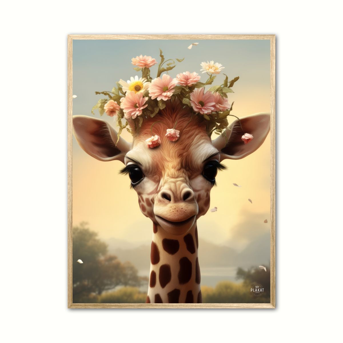 Plakat med Giraffens Blomsterdrm - Giraf Plakat 10 50 x 70 cm (B2)