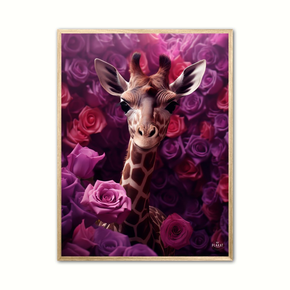 Plakat med Giraffens Lilla Rosesymfoni - Giraf Plakat 24 50 x 70 cm (B2)