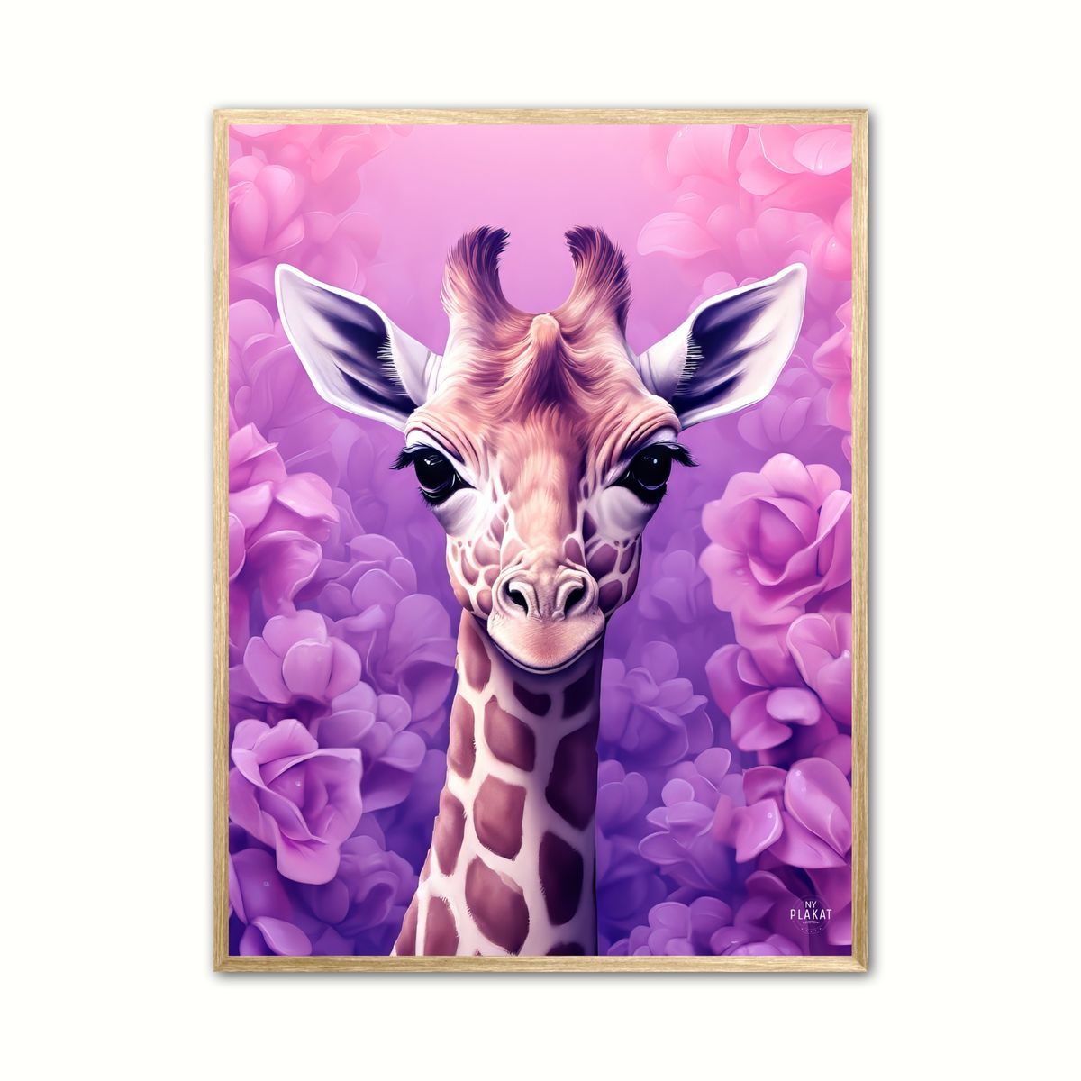 Plakat med Giraffens Lilla Rosedrm - Giraf Plakat 25 30 x 40 cm