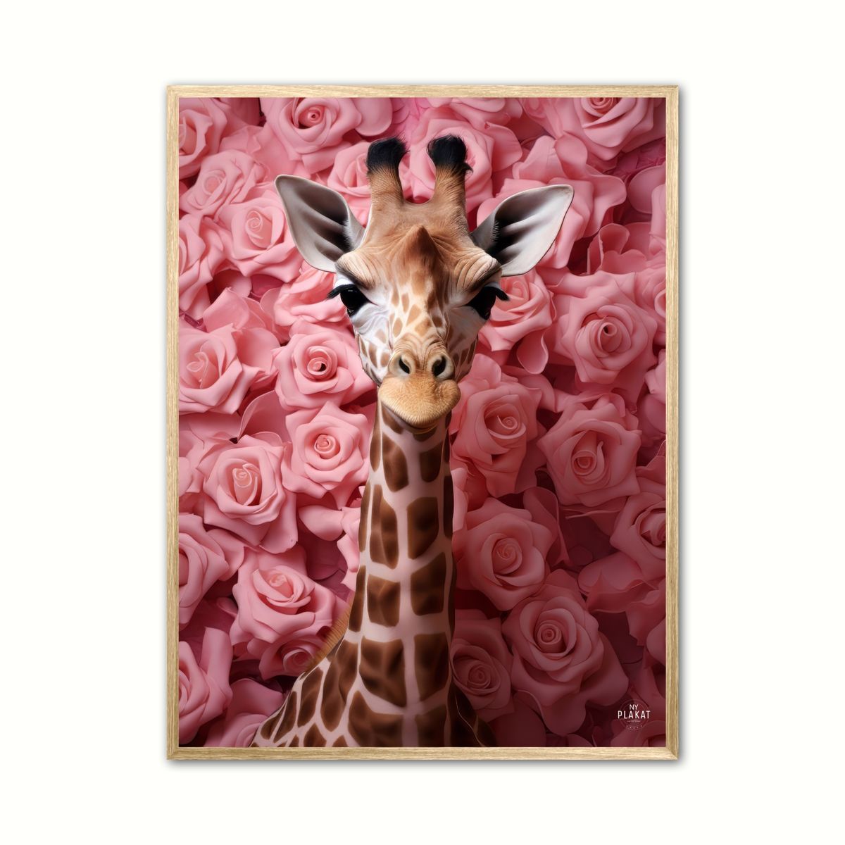 Plakat med Giraffens Rosehav i Pink - Giraf Plakat 26 21 x 29,7 cm (A4)