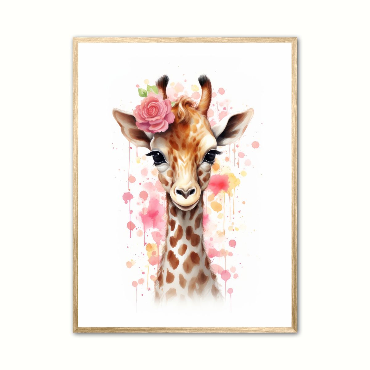 Plakat med Giraffens Blomsterdrmme - Giraf Plakat 28 21 x 29,7 cm (A4)