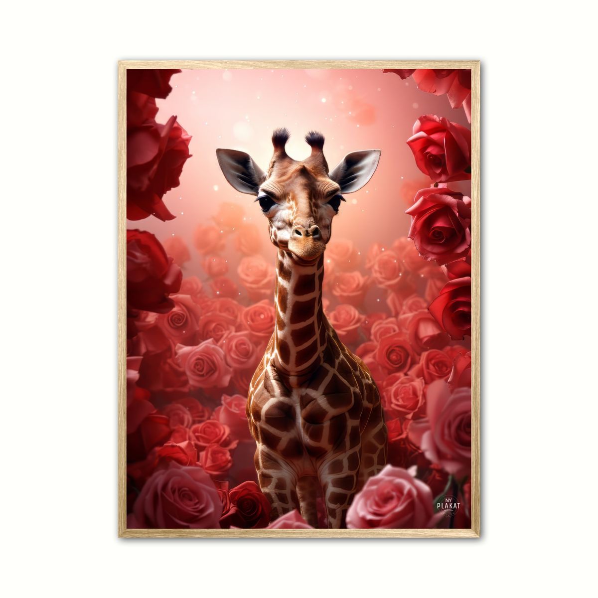 Plakat med Giraffens Rde Rosesymfoni - Giraf Plakat 16 50 x 70 cm (B2)