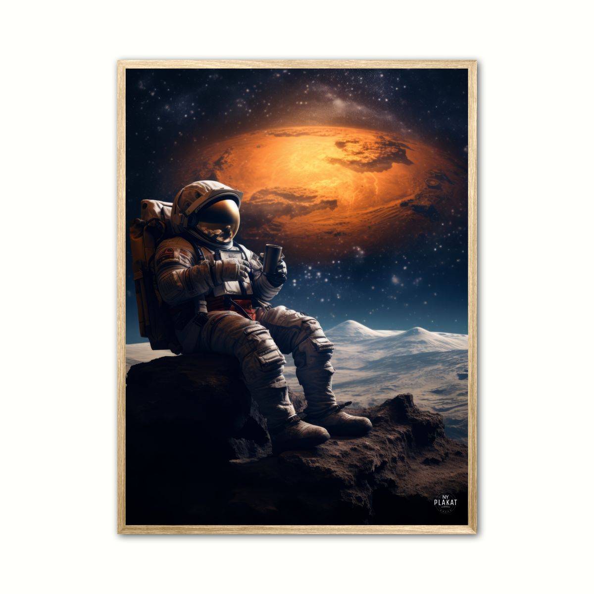 Plakat med Astronaut med kaffe Nr. 2 30 x 40 cm