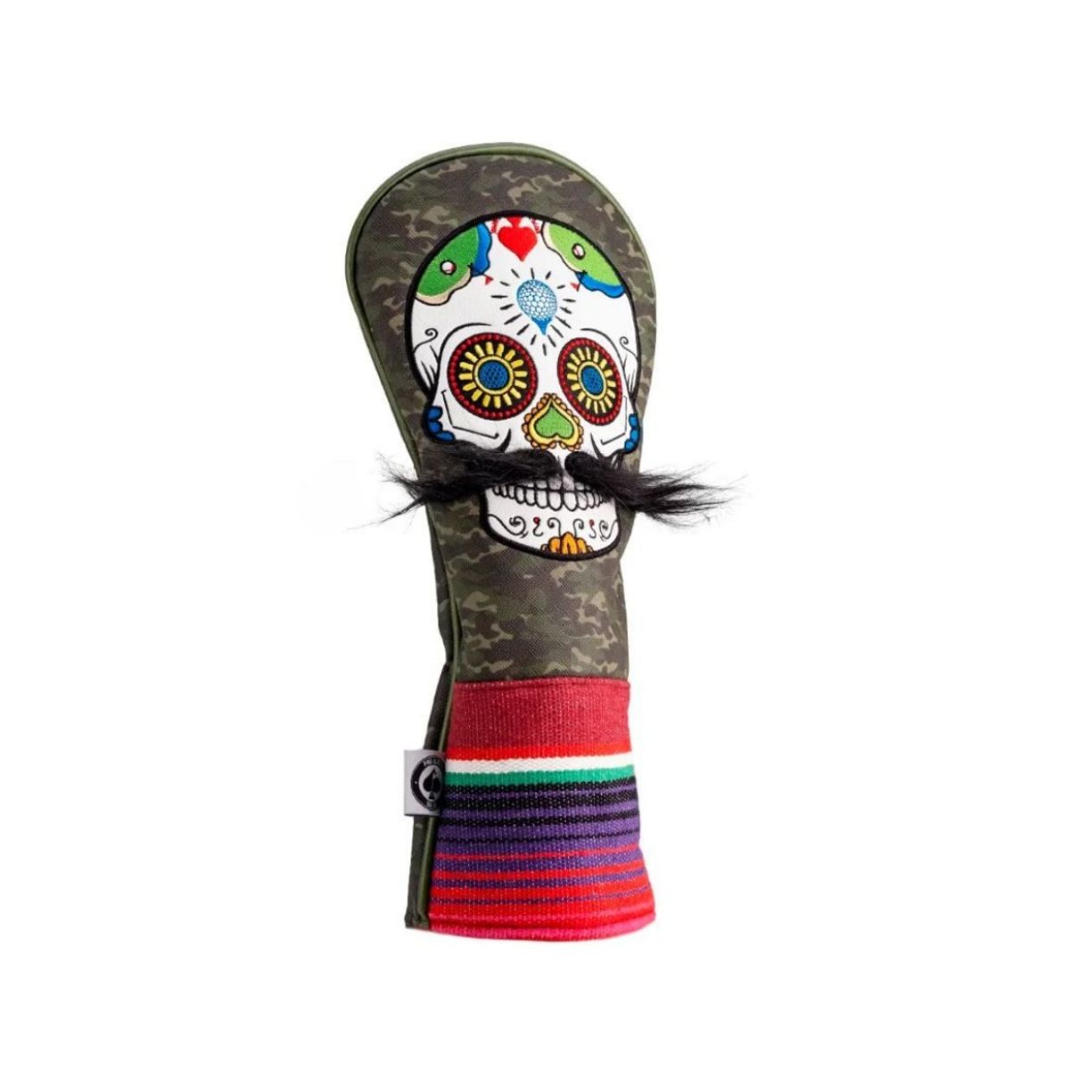 Pins and Aces Fairway Headcover Mustache Sugar Skull Green Camo