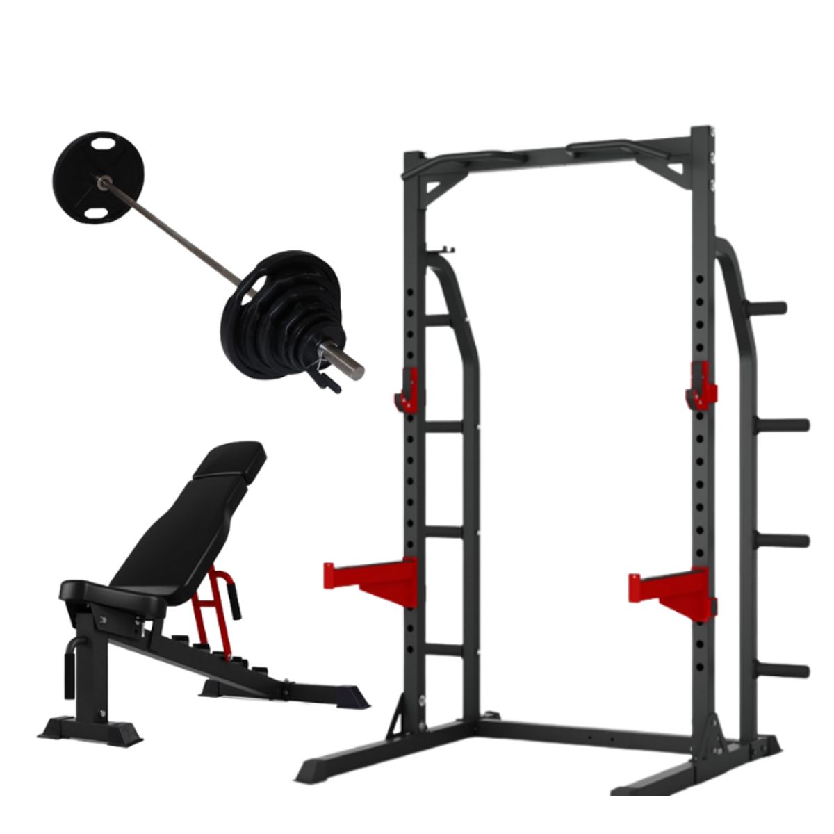 Peak Fitness - Half Rack m. 95kg 50 mm vægtsæt - Sort