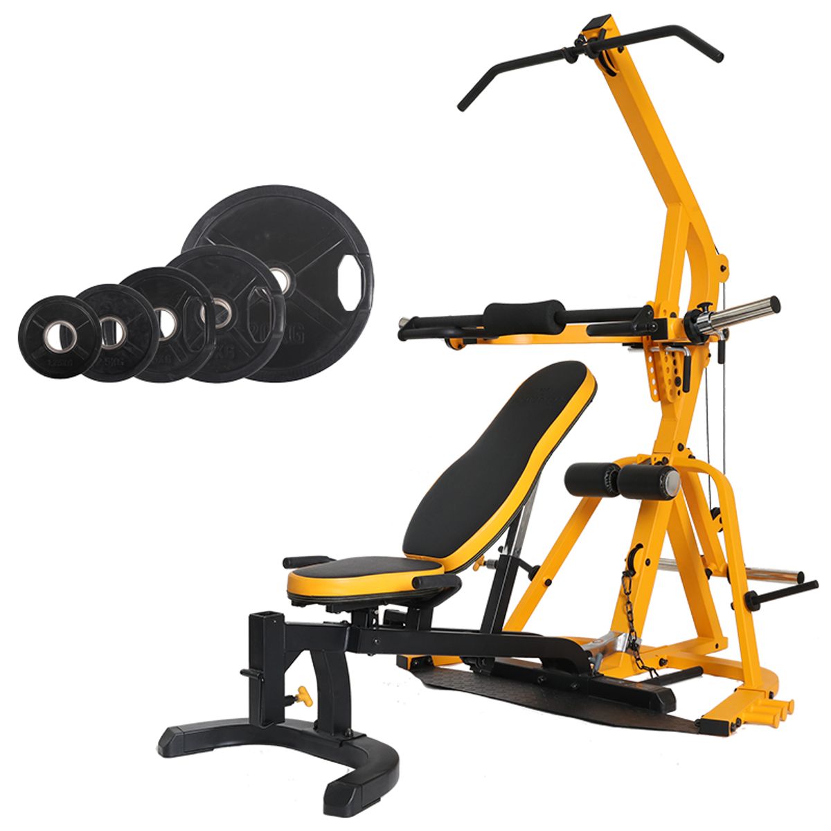 Powertec - Workbench LeverGym Yellow + 77.. 50 mm vægtskiver - 5 kg - Sort