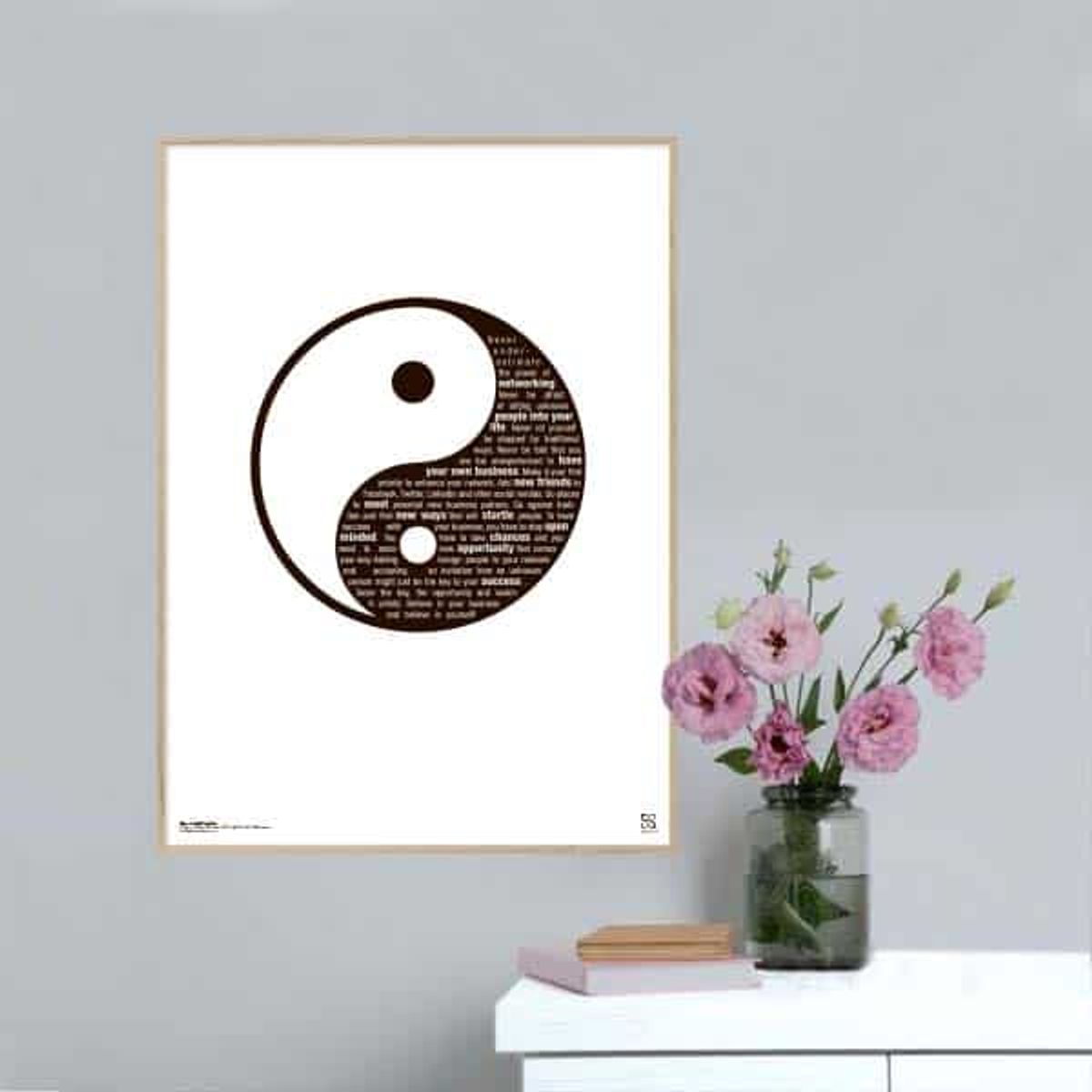 Open minded Yin & Yang plakat - 21 x 30 cm / Small / lodret