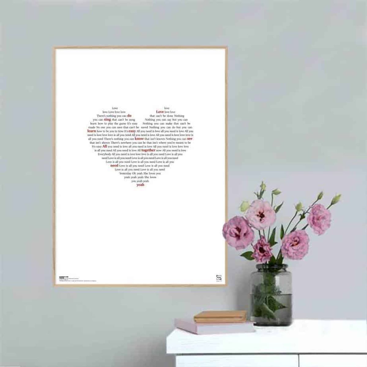 All You Need is Love - The Beatles - Songshape poster - 50 x 70 cm / XL / lodret