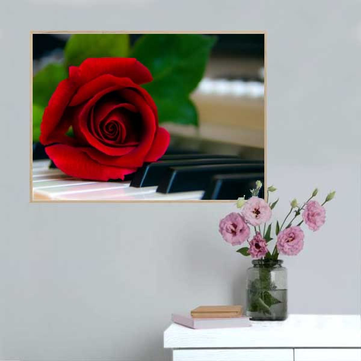 Fotoplakat - Klaver med rose - 21 x 15 cm / XS / vandret