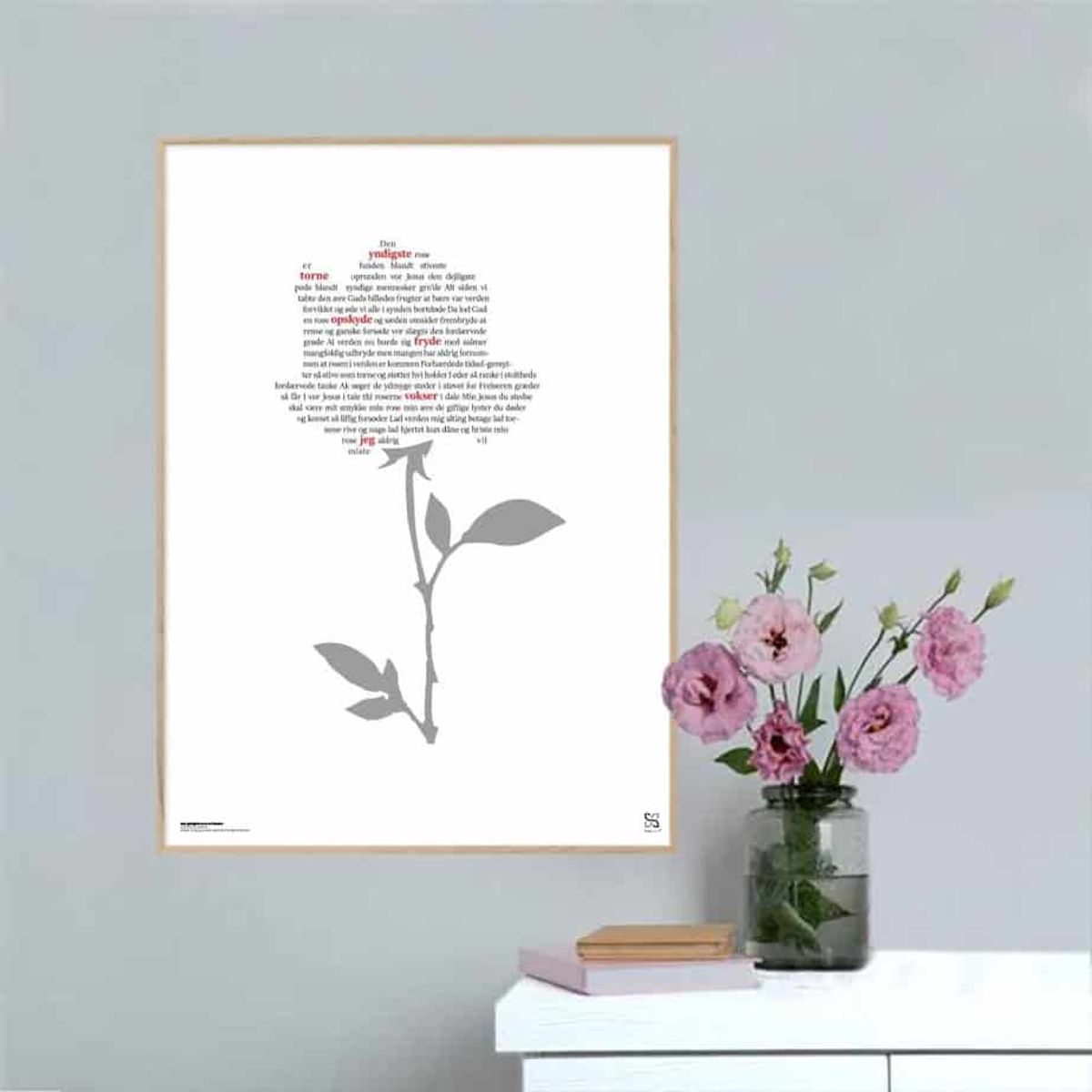 Den yndigste rose er funden - Songshape plakat - 40 x 50 cm / Large / lodret