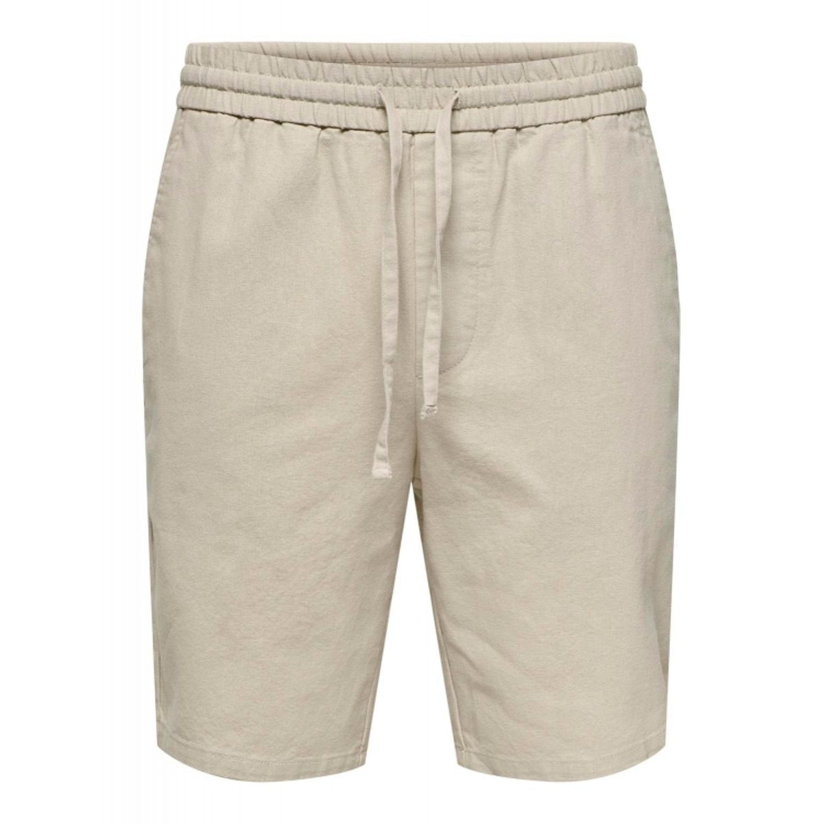 ONLY & SONS shorts i bomuld-hør blanding i beige til herre