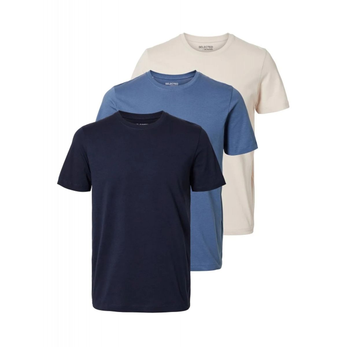 Selected Homme 3pak t-shirt i multifarvet til herre