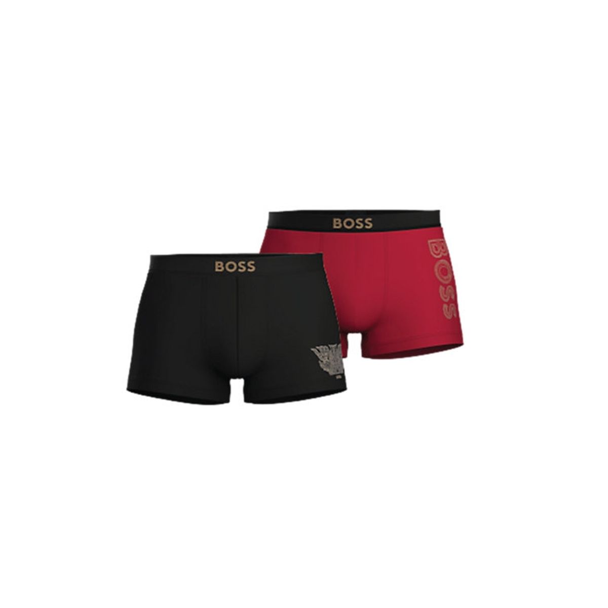 BOSS 2pak CNY Trunks i sort og rød til herre