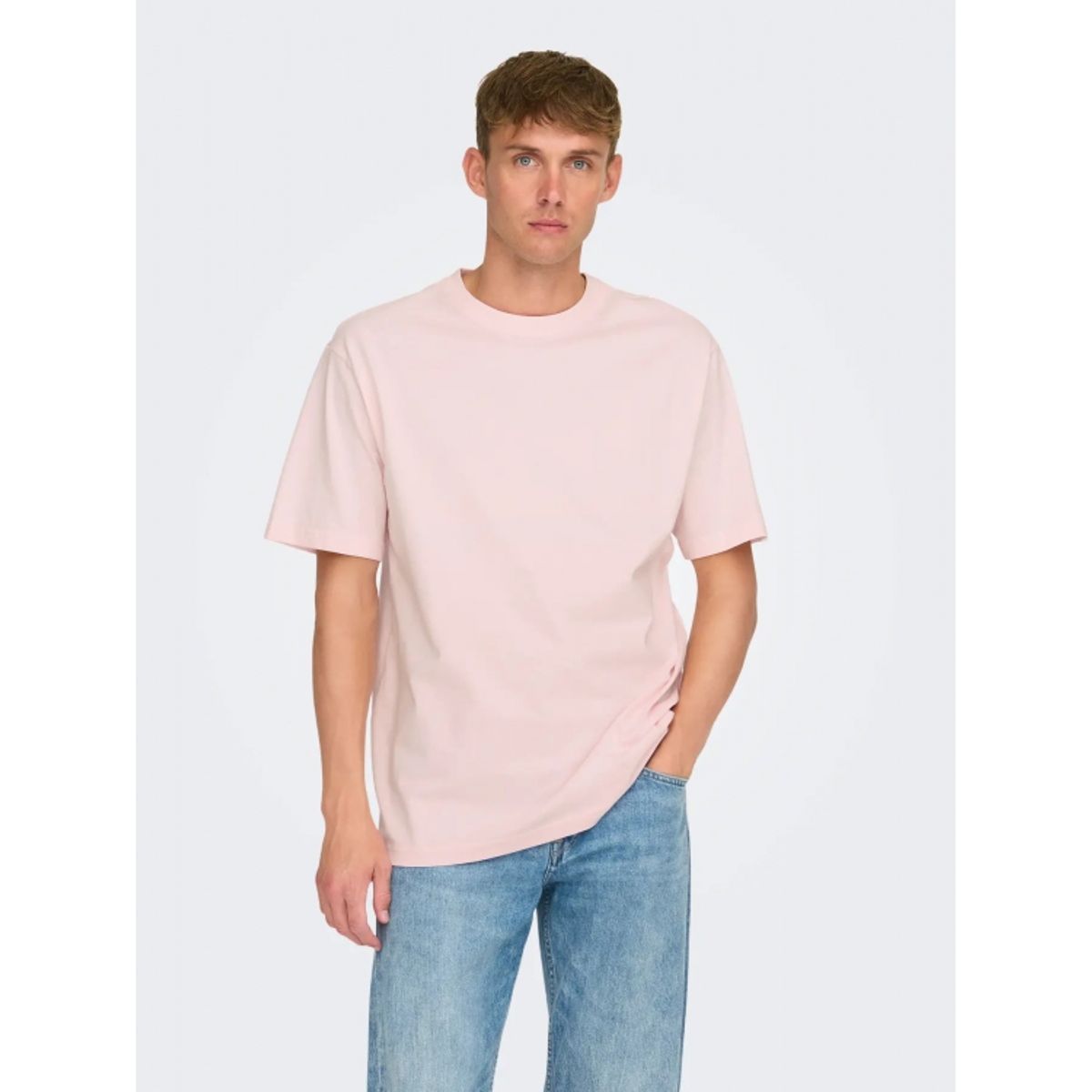 ONLY & SONS t-shirt i lyserød til herre | Relaxed fit |