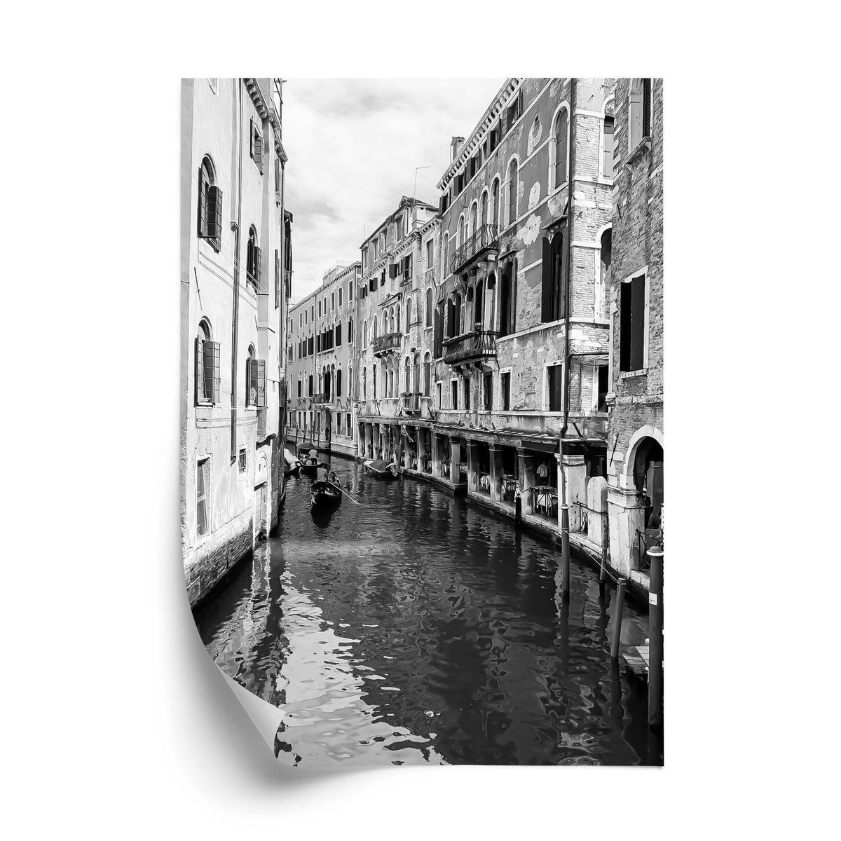 Plakat - Kanal i venedig i sort og hvid