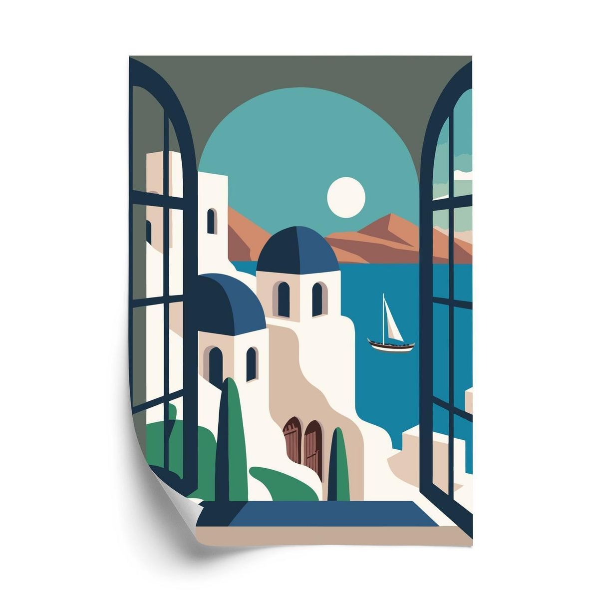 Plakat - Græsk santorini illustration