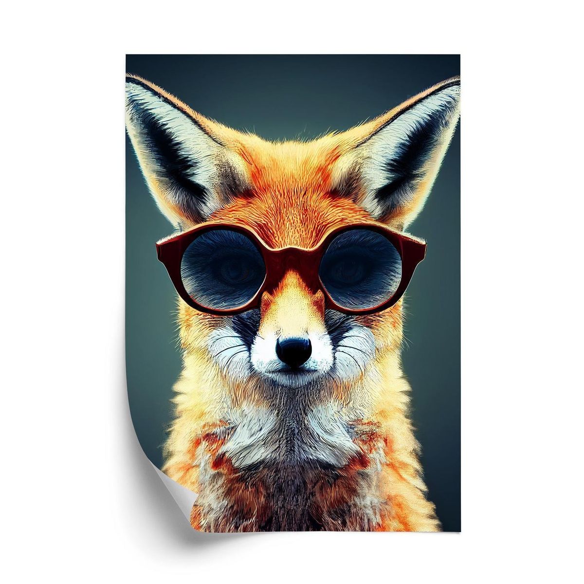 Plakat - Portrait of a fox wearing glasses as animal